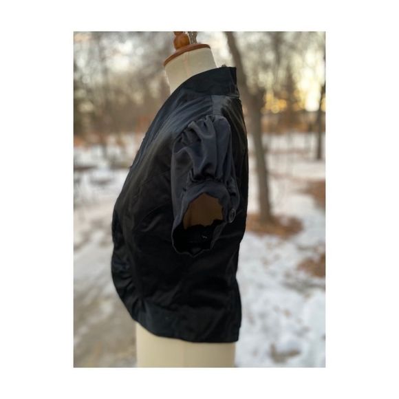 Black Satin Ruffle Bolo Jacket Shrug Y2K - Picture 3 of 11